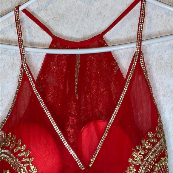 Red and gold long dress - Picture 6 of 12